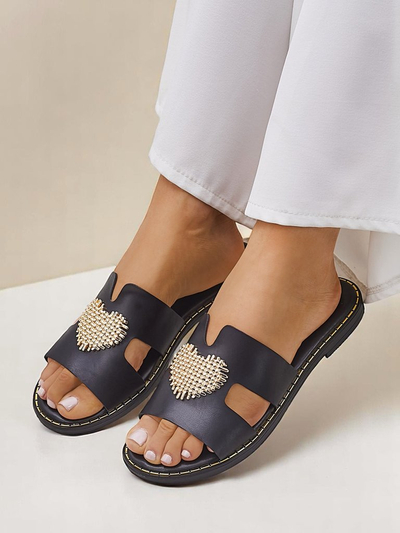 Royalfashion Жени чехли с форма на сърце Златно сърце