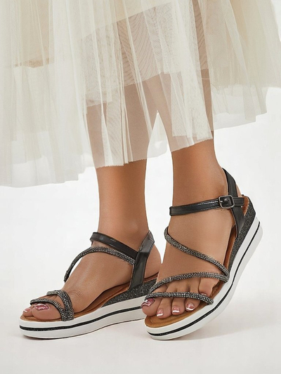 Royalfashion дамски сандали на платформа със стразове Ballosa