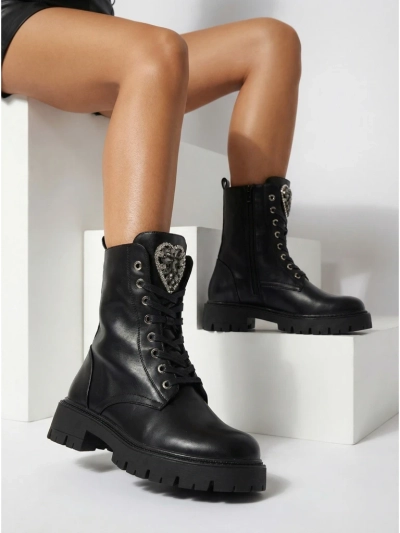 Дамски боти Luna, черни, кожени, елегантни за есента