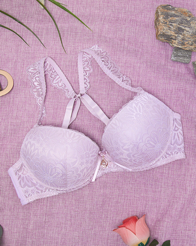 Damski biustonosz z koronką w kolorze jasnoszarym- Bielizna