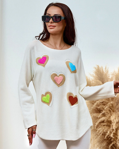 Royalfashion Тънък дамски пуловер със сърца