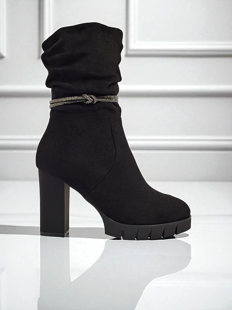 Дамски еко велурени боти на ток RuneFlicker