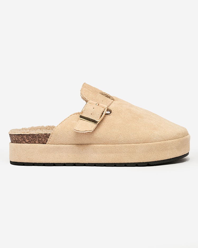 Royalfashion Дамски чехли с овча кожа и катарама Kajis