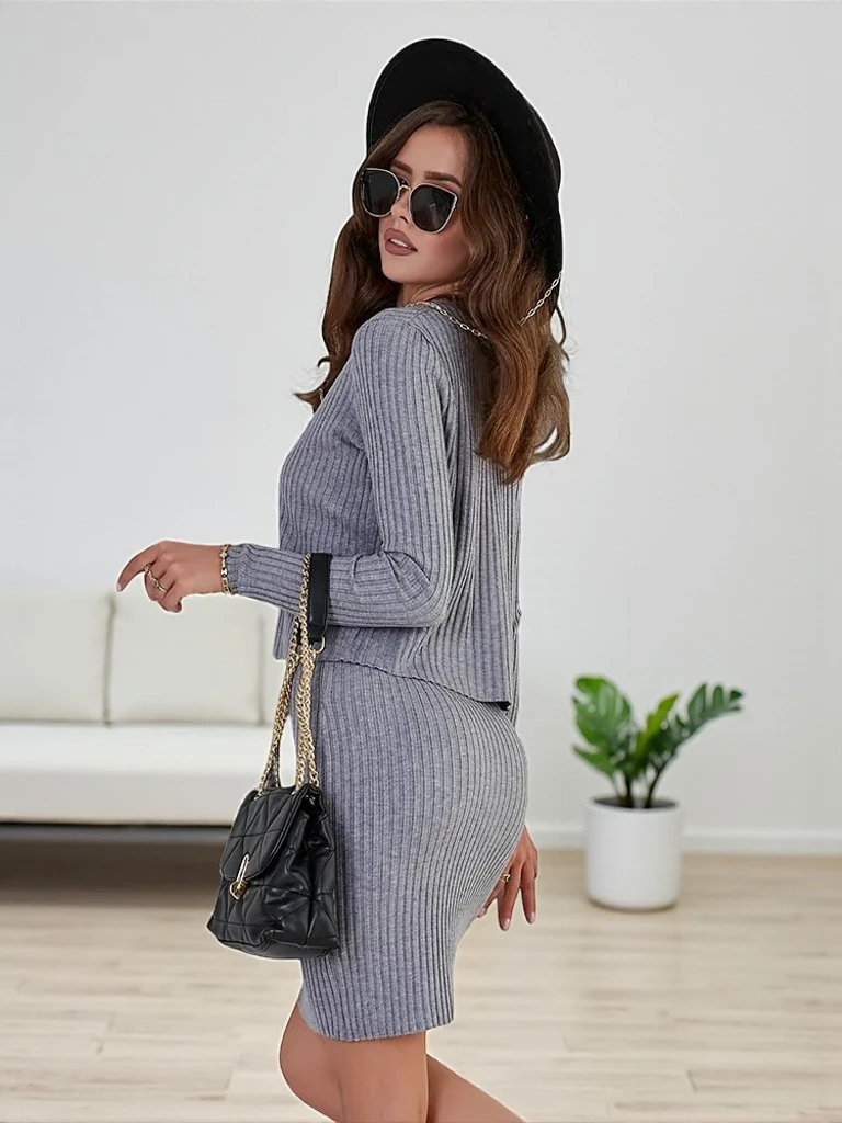 Royalfashion Дамски комплект с пуловер и рокля