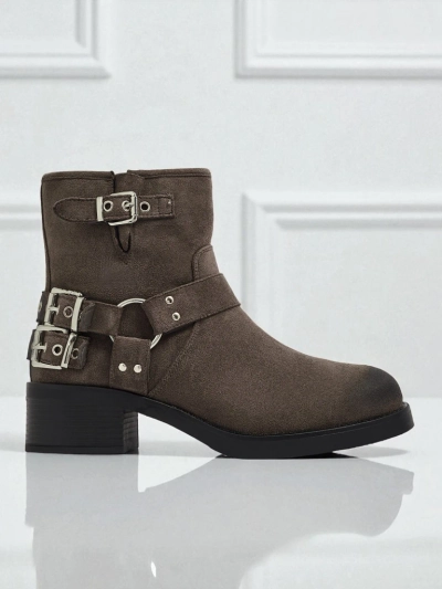 Дамски боти от еко велур с катарами Valtos