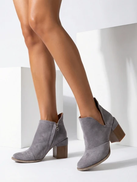 Дамски боти Luna Гълъбово Сиви Кожени Елегантни за Есента