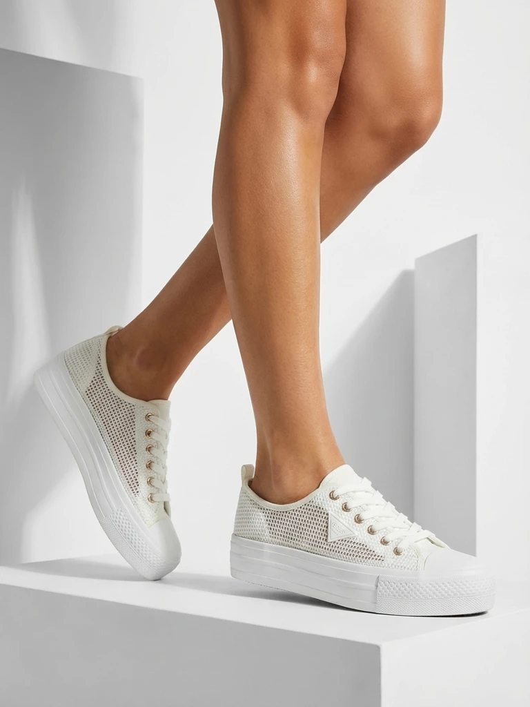 Дамски бели кецове Ariadne Mesh – дишащи кецове на плоска подметка