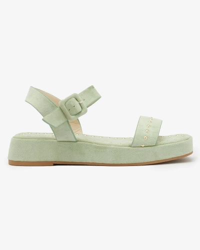 Светлозелени дамски сандали с камъни Franssia - Обувки