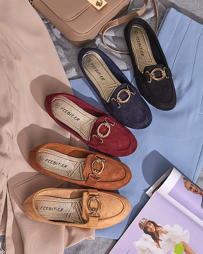 Eko-zamszowe mokasyny w kolorze camelowym Brussi - Obuwie