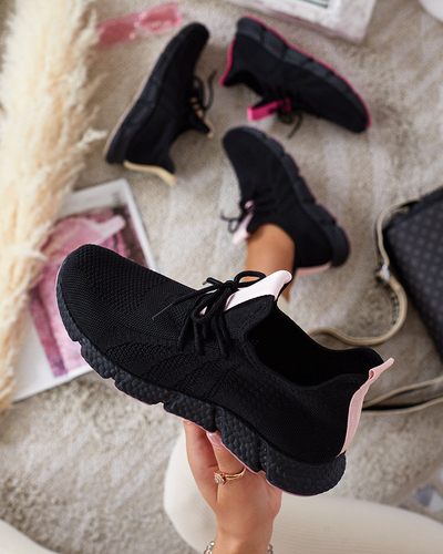 Czarno - różowe sportowe buty damskie Bommgi - Obuwie