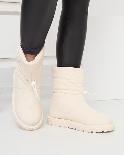 Дамски кремави ватирани ботуши за сняг с равна подметка Ferri - Обувки