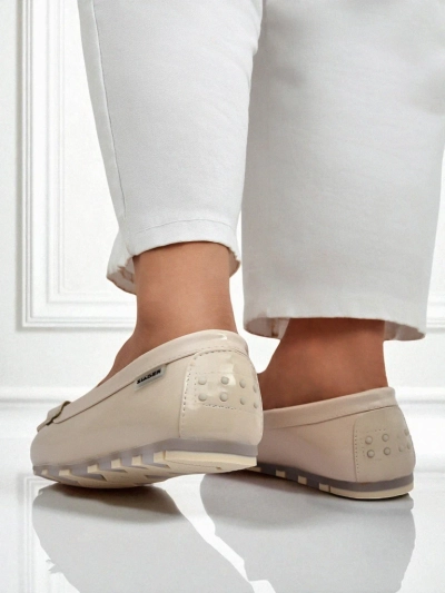 Дамски мокасини бежови Kallista - екологична велурена кожа премиум