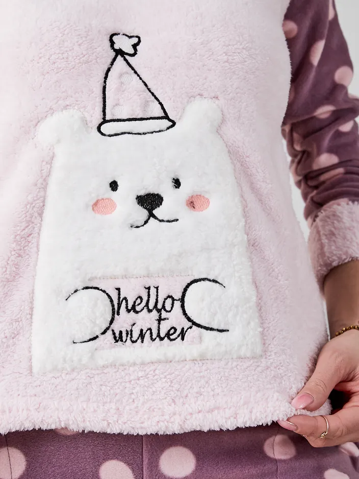 Royalfashion Женски пижами а'ла флийс Здравей зима