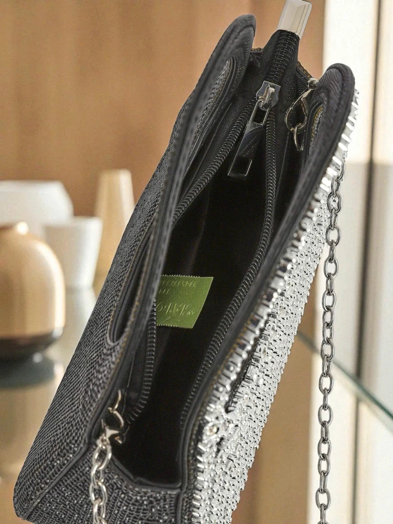 Royalfashion Дамска чанта тип плик с цирконии Myra Quill