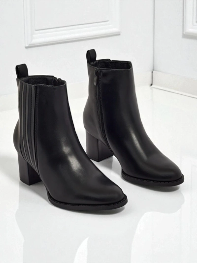 Дамски боти до глезена от еко кожа на ток Nerelle