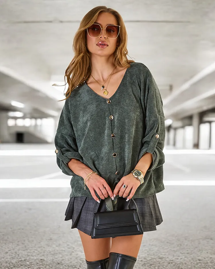 Royalfashion Дамски пуловер с вратовръзка