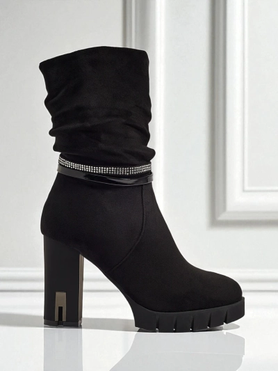 Дамски еко велурени боти на ток BrambleDusk