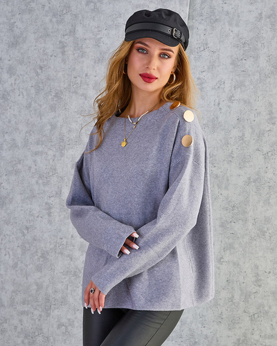 Royalfashion Тънък дамски пуловер с декорации на раменете