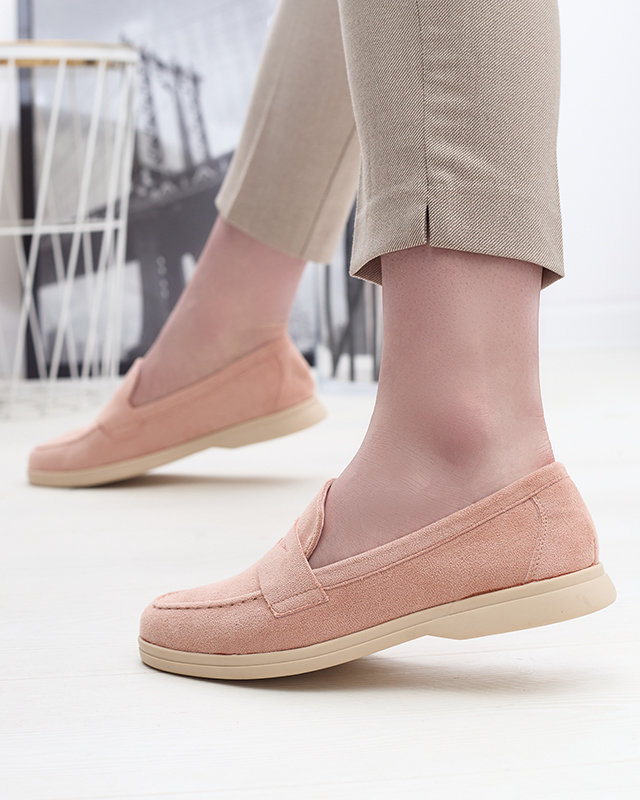 Дамски мокасини от еко велур в розово Daffer- Footwear
