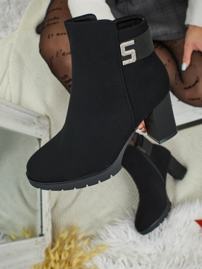 Дамски еко кожени боти до глезена на ток Mireliq