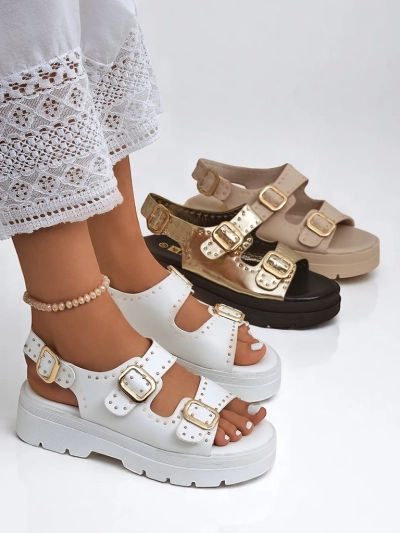 Royalfashion Дамски сандали на дебела подметка с камъчета Rocky Chic