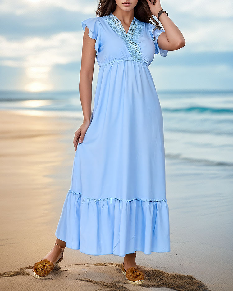 Royalfashion Дамска дълга рокля с дантела