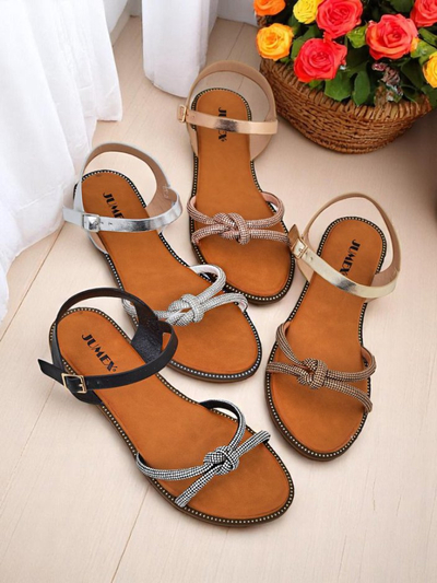 Royalfashion Дамски сандали с декоративни цирконии Bella Shine