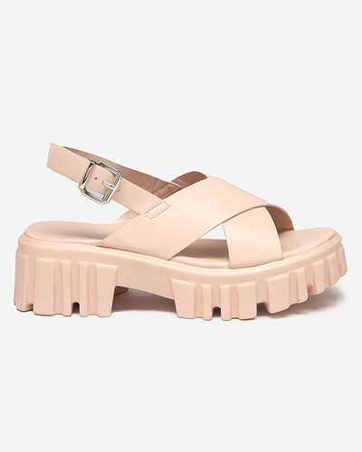 Jasnoróżowe damskie sandały na masywnej podeszwie Otida - Obuwie