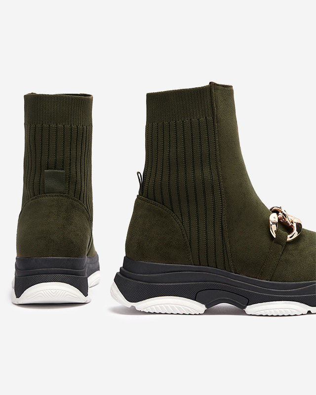 Зелени дамски ботуши от екокожа Cuzitta- Обувки