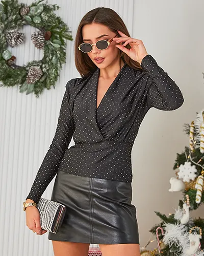 Дамска блуза Royalfashion с цирконии