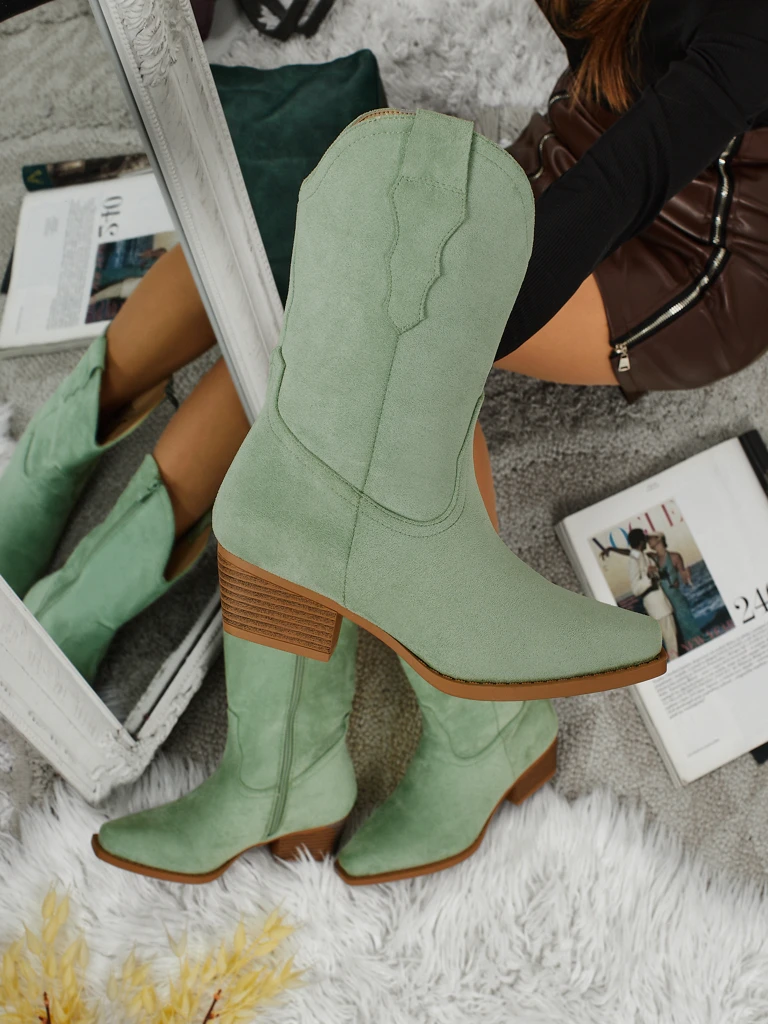 Дамски еко велурени каубойски ботуши SpireHush