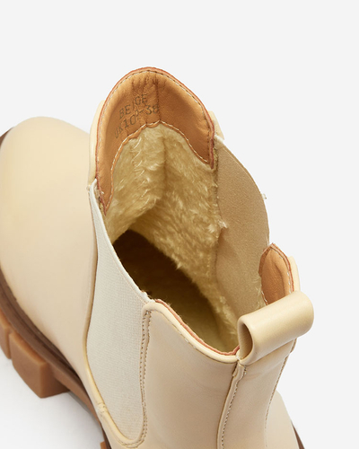 Royalfashion Бежови дамски ботуши с масивна подметка Eferope