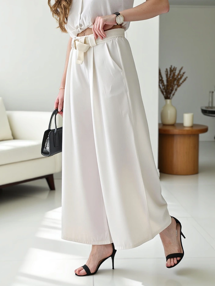 Royalfashion Широки дамски панталони с колан