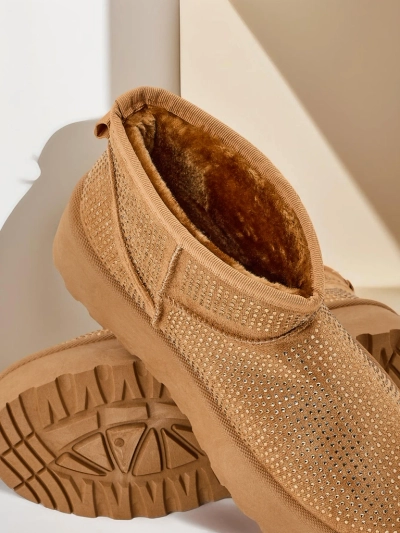 Ройалфешън Бежови дамски снежни ботуши а'ла UGGs Corob