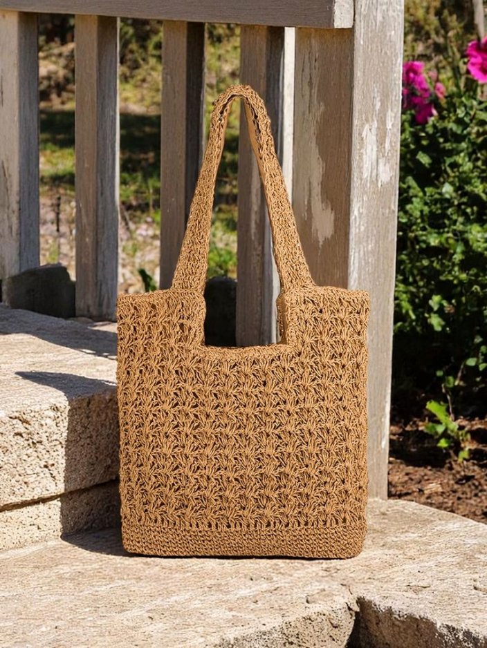 Royalfashion Голяма дамска сламена чанта Sunny Straw