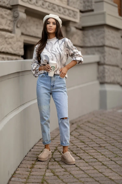 Royalfashion Тънък дамски пуловер с принт