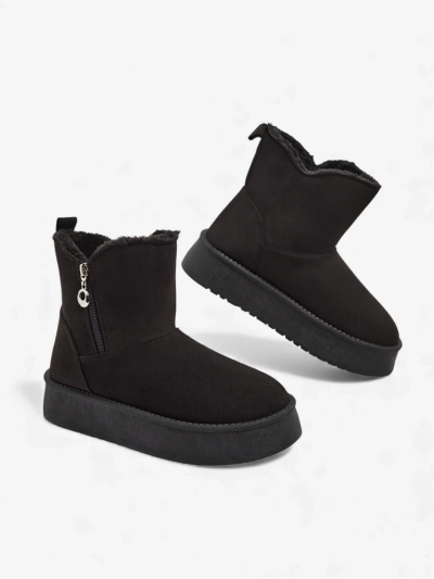 Дамски боти Aurora черни от екологична кожа за зимата