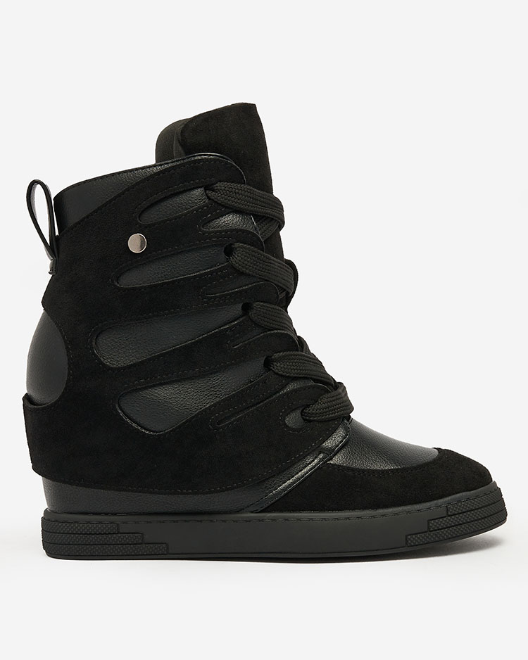 Royalfashion Черни дамски спортни ботуши на ток Pamstinsa