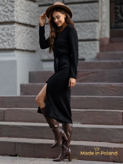 Дамска миди рокля от вискоза, тип пуловер