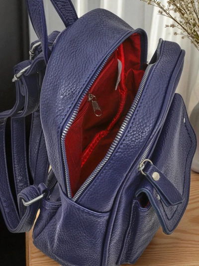 Дамска раница Callista от Królewska Moda, екологична кожа, тъмносиня