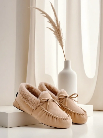 Луксозни дамски мокасини с мех Ahtikes
