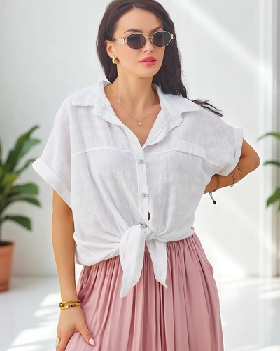 Рокля на Royalfashion с къс ръкав и релеф.