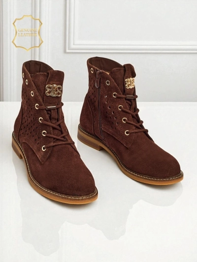 Ажурни дамски боти от естествена кожа Aurelias