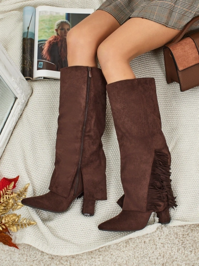 Дамски еко велурени ботуши с горна част Rimolea