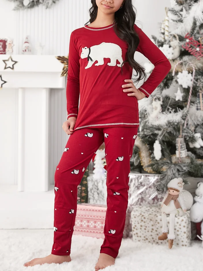 Рождественски детски пижами от памук с полярна мечка