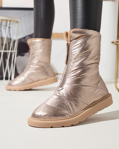 Розово-златни дамски обувки a'la снежни ботуши Tirigga- Footwear