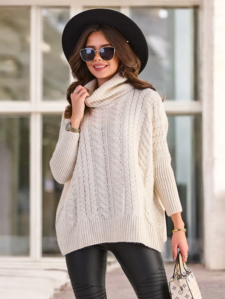 Royalfashion Дамски пуловер с волан