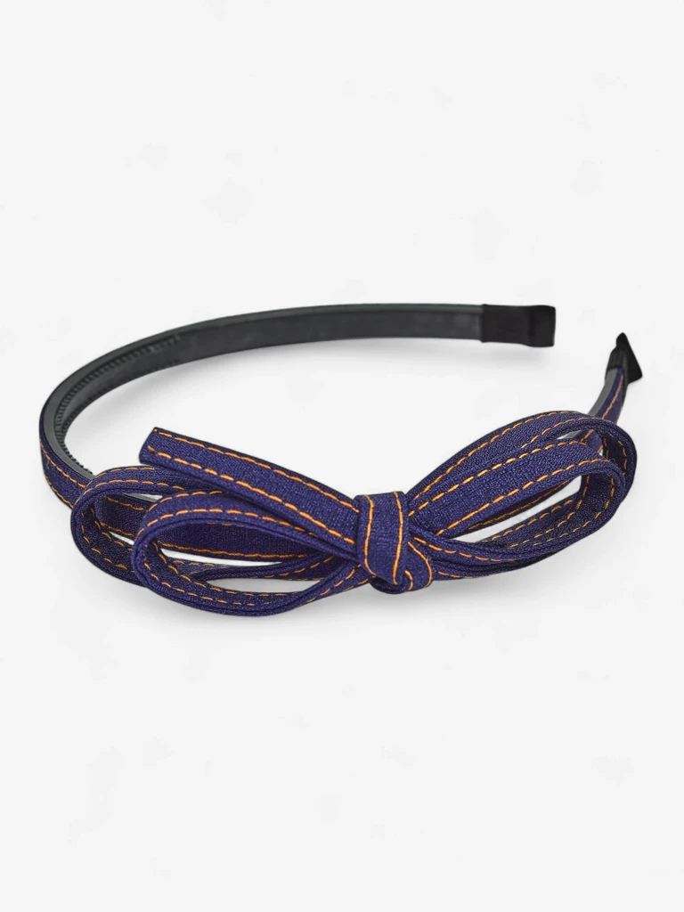 Royalfashion Лента за коса с панделка в дънков стил