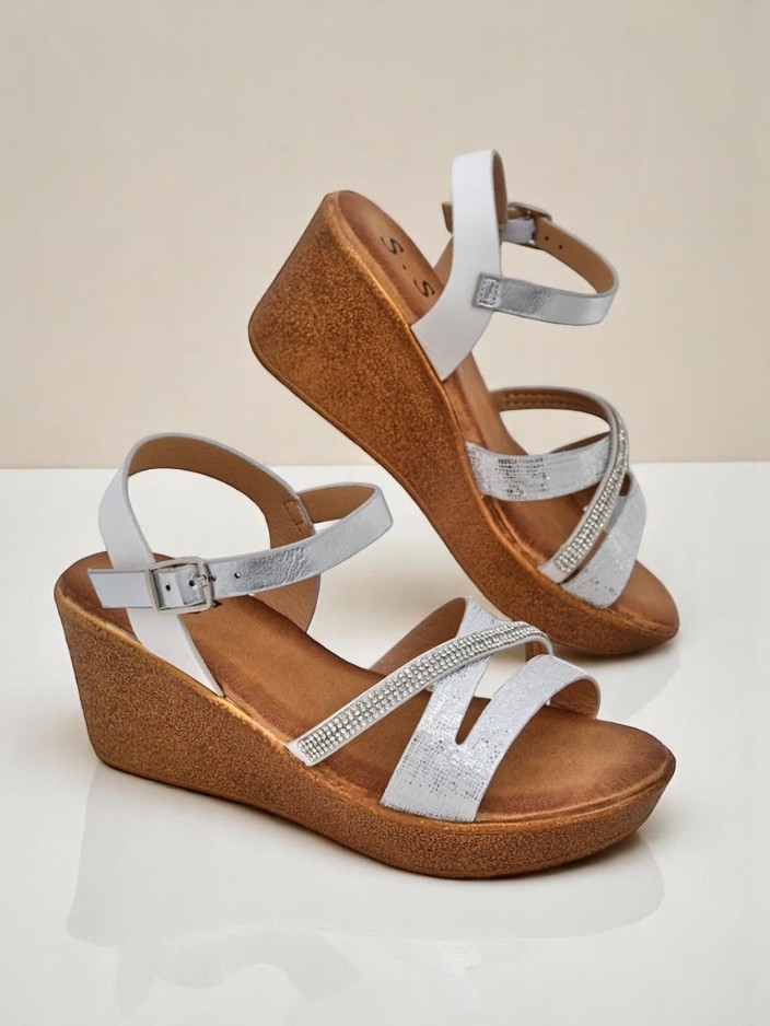 Royalfashion дамски сандали на платформа с камъни и блясък Eclat