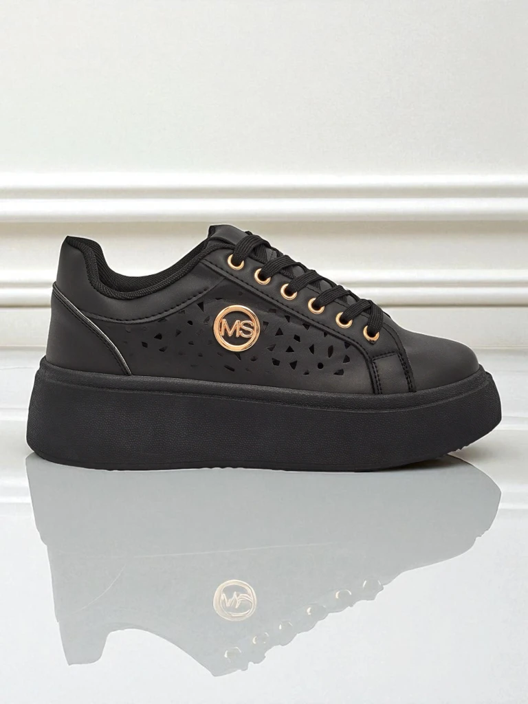 Aurelia Nero - Черна платформа Royalfashion от еко кожа, модел LH201-8